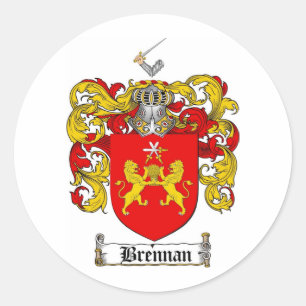 BRENNAN FAMILY CREST - BRENNAN COAT OF ARMS CLASSIC ROUND STICKER