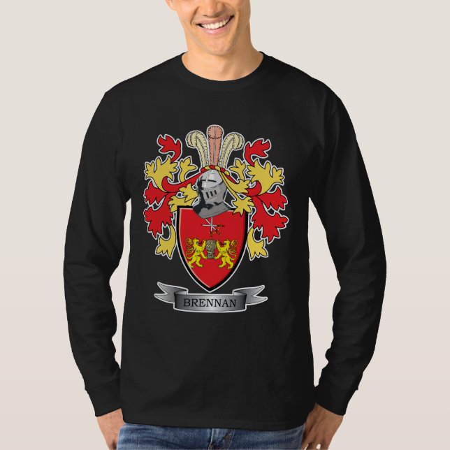 Brennan Family Crest Coat of Arms T-Shirt (Front)