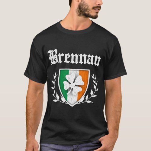 Brennan Family Shamrock Crest vintage distressed T_Shirt