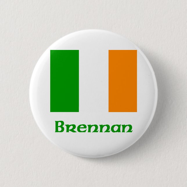 Brennan Irish Flag Pinback Button (Front)