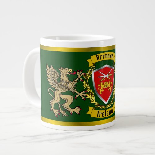 Brennan Irish Shield  Griffins Personalized   Giant Coffee Mug