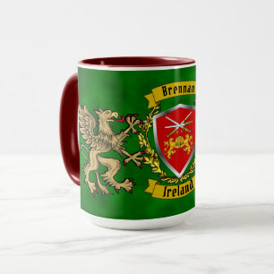 Brennan Irish Shield & Griffins Personalized Mug