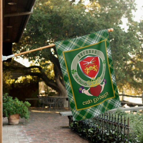 Brennan Irish Shield wCladdagh Personalized  House Flag