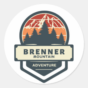 Brenner mountain peak climbing and hiking classic round sticker