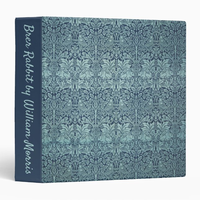 Brer Rabbit by William Morris Blue Textile Pattern 3 Ring Binder (Front/Spine)