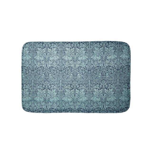 Brer Rabbit by William Morris Blue Textile Pattern Bath Mat (Front)
