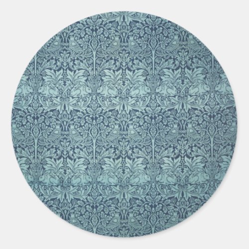 Brer Rabbit by William Morris Blue Textile Pattern Classic Round Sticker