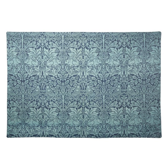 Brer Rabbit by William Morris Blue Textile Pattern Cloth Placemat (Front)