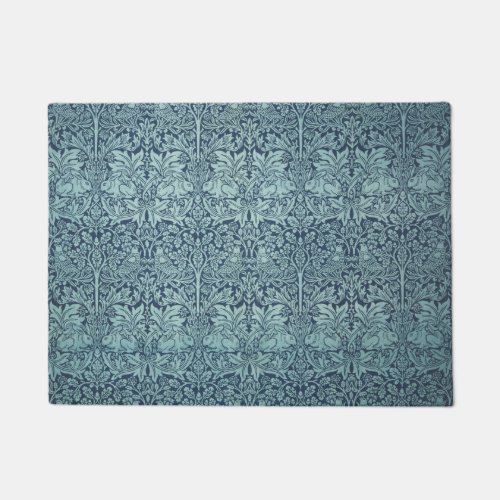 Brer Rabbit by William Morris Blue Textile Pattern Doormat