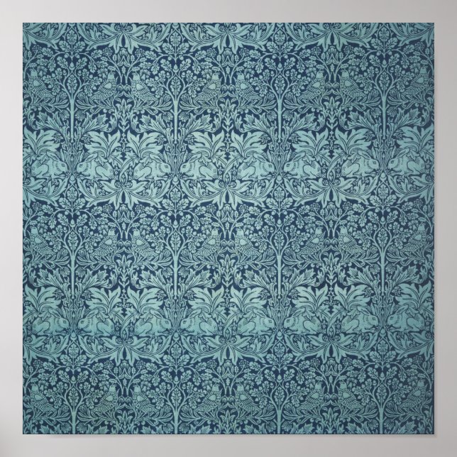 Brer Rabbit by William Morris Blue Textile Pattern Poster (Front)