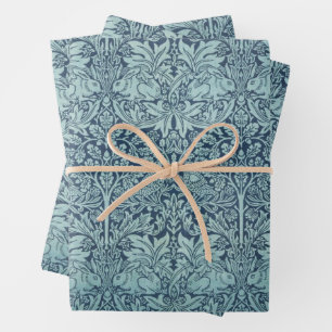 Brer Rabbit by William Morris Blue Textile Pattern Wrapping Paper Sheets