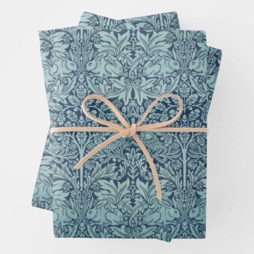 Brer Rabbit by William Morris Blue Textile Pattern Wrapping Paper Sheets