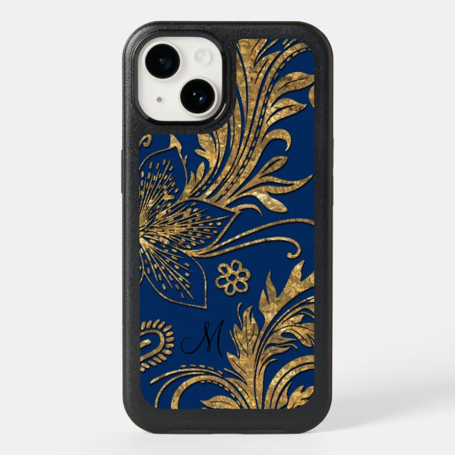Breselcoucant  Bleu Elegant Floral Monogram  Otterbox iPhone Case (Back)