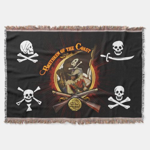 Brethren of the Coast Pirate Throw Blanket