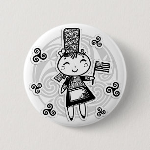 Breton girl pinback button