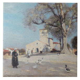 Breton Landscape Village Architecture Ceramic Tile