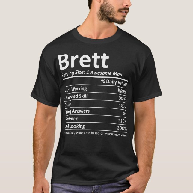 BRETT Nutrition Funny Birthday Personalized Name T-Shirt (Front)