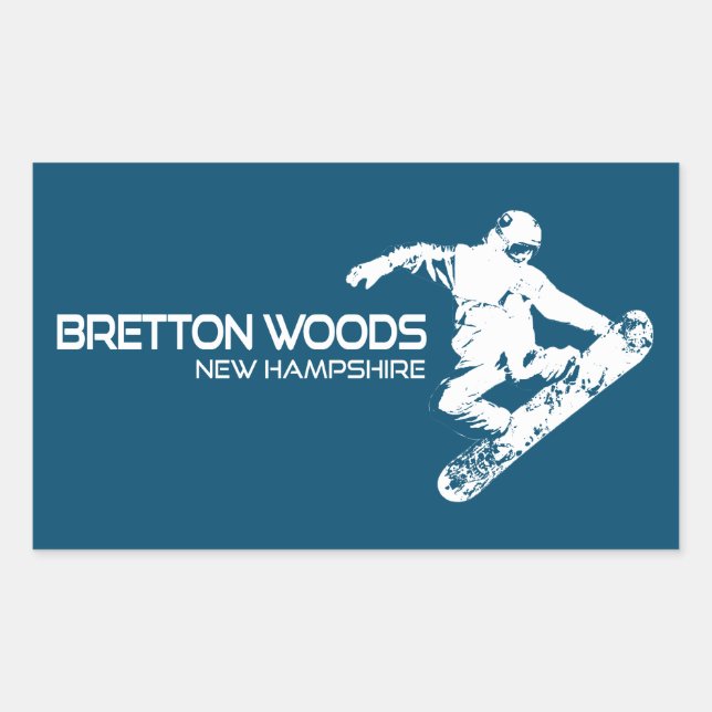 Bretton Woods New Hampshire Snowboarder Rectangular Sticker (Front)