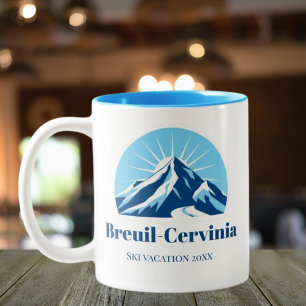 Breuil-Cervinia Italy ski resort souvenir Two-Tone Coffee Mug