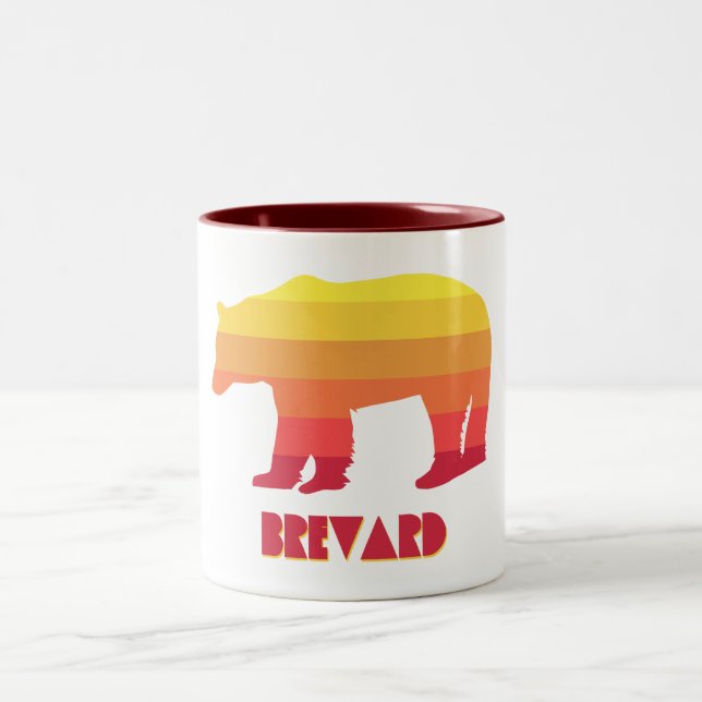 Brevard North Carolina Rainbow Bear Two-Tone Coffee Mug (Center)