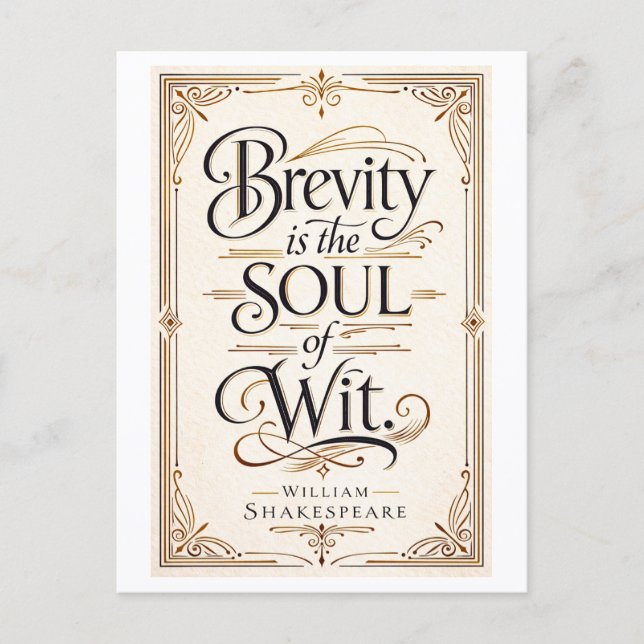 "Brevity Is the Soul of Wit" Shakespeare Postcard (Front)