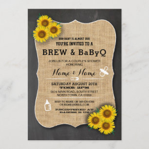 Brew and BABYQ Baby Shower Chalk Sunflower Invite