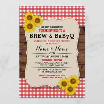Brew And Babyq Baby Shower Red Sunflower Invite by WOWWOWMEOW at Zazzle