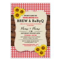 Brew and BABYQ Baby Shower Red Sunflower Invite