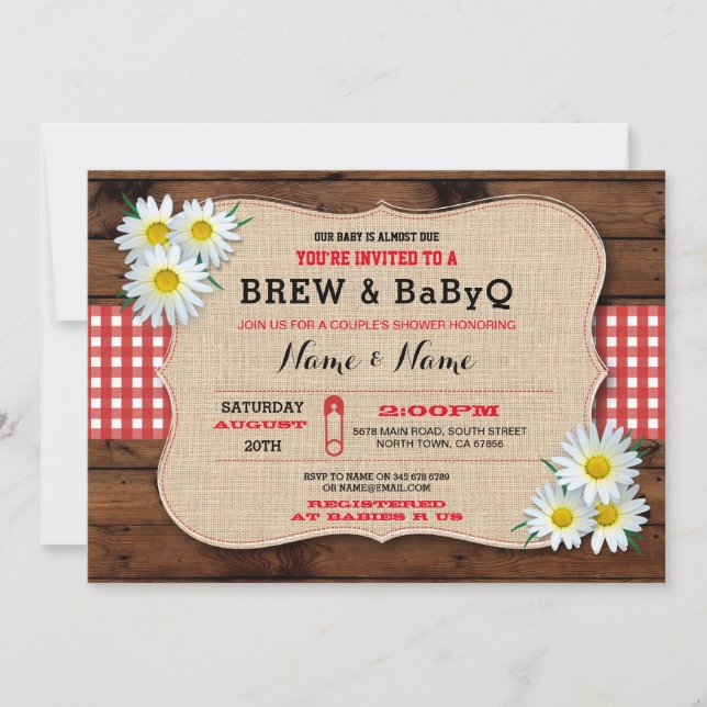Brew and BABYQ Baby Shower Red Sunflower Invite (Front)