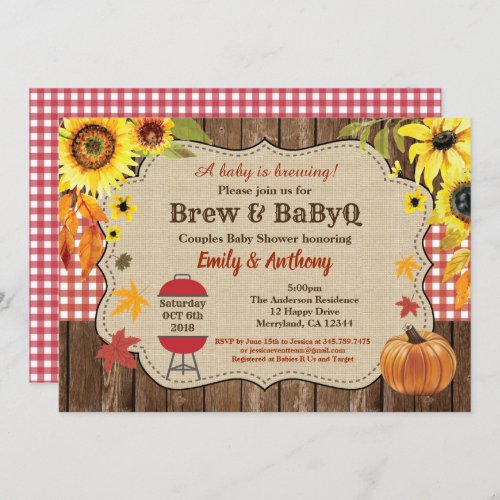 Brew and BabyQ invitation rustic beer couples