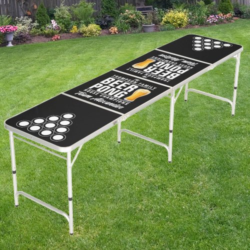 Brew Battle Champions with Team Names Beer Pong Table