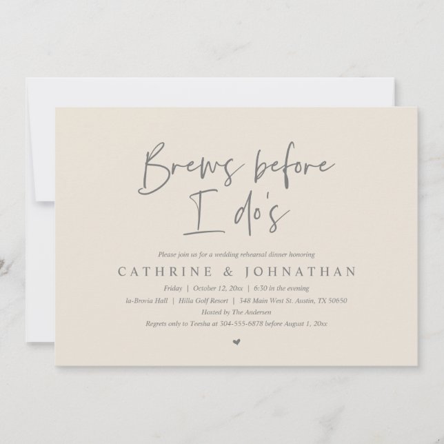 Brew before I do's, Wedding Rehearsal Dinner Invitation (Front)