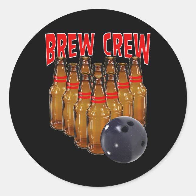 Brew Crew Bowling  Classic Round Sticker (Front)