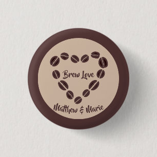 Brew Love Coffee Bean Heart Button