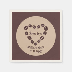 Brew Love Coffee Bean Heart Napkins