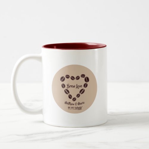 Brew Love Coffee Bean Heart Two_Tone Coffee Mug