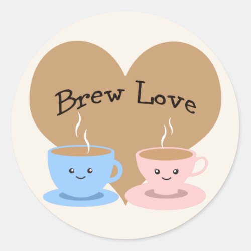 Brew Love Coffee Mugs Classic Round Sticker