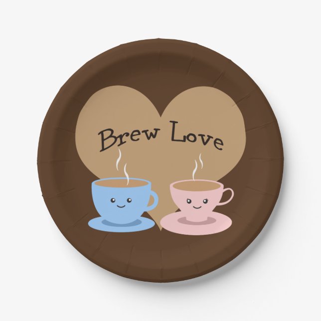Brew Love! Coffee Mugs Paper Plates (Front)