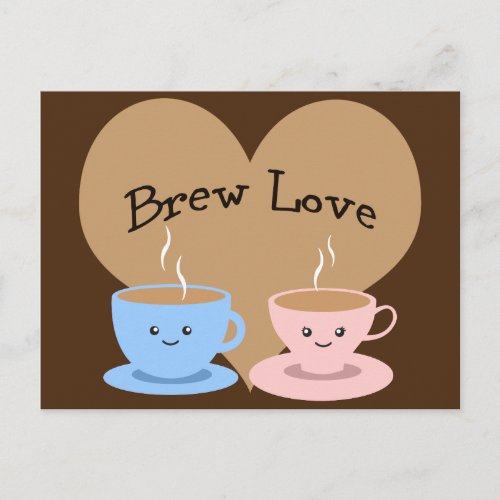 Brew Love Coffee Mugs Postcard