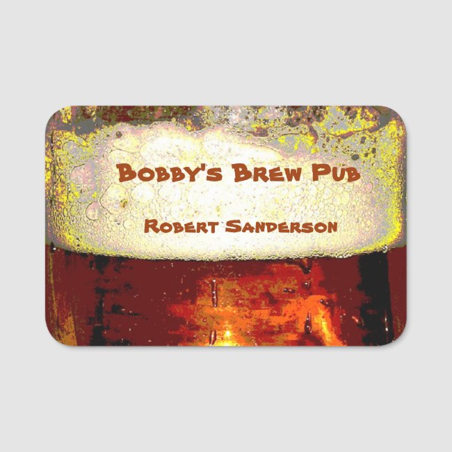 Brew Pub and Restaurant Name Tag