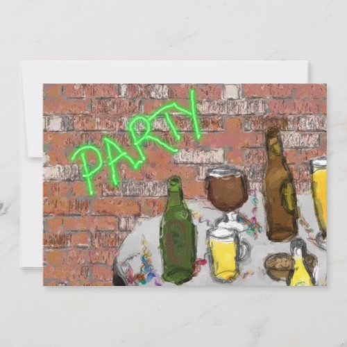 Brew Pub Watercolor Beer Tasting Party Invitation