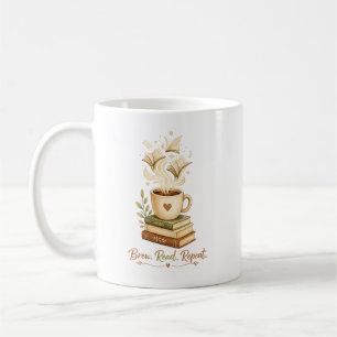 Brew. Read. Repeat. Cozy Coffee & Book Lover Mug