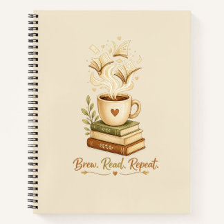 Brew. Read. Repeat. | Cozy Coffee & Book notebook