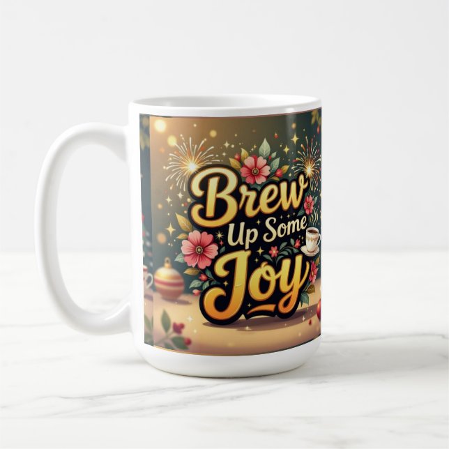 Brew up some joy merry Christmas  Coffee Mug (Left)