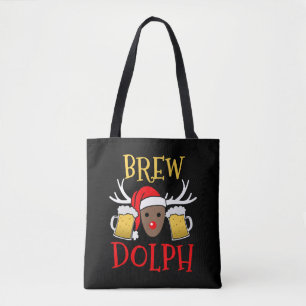 Brewdolph - Funny Reindeer Beer Christmas Gift Tote Bag