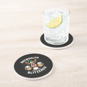 Brewdolph Let's Get Blitzened Christmas Reindeer B Coaster