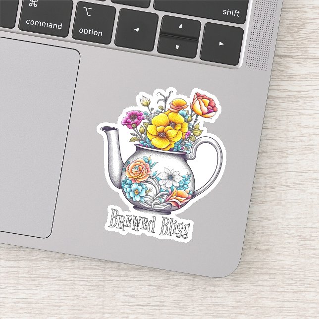 Brewed Bliss Teapot  Sticker (Detail)