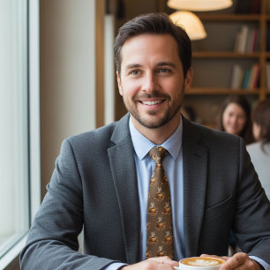 Brewed Bold - Coffee Cup Pattern Neck Tie
