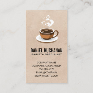 Brewed Coffee Cup Steaming Business Card