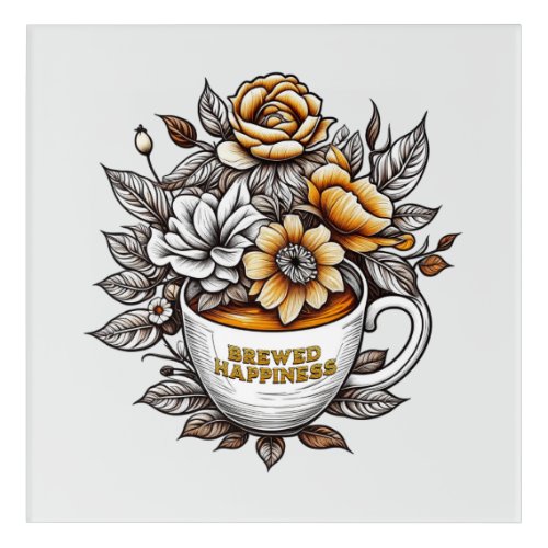 Brewed Happiness Coffee Flowers Acrylic Print